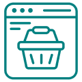 Shopping cart icon representing e-commerce services for lead generation and customer acquisition in B2B sales.